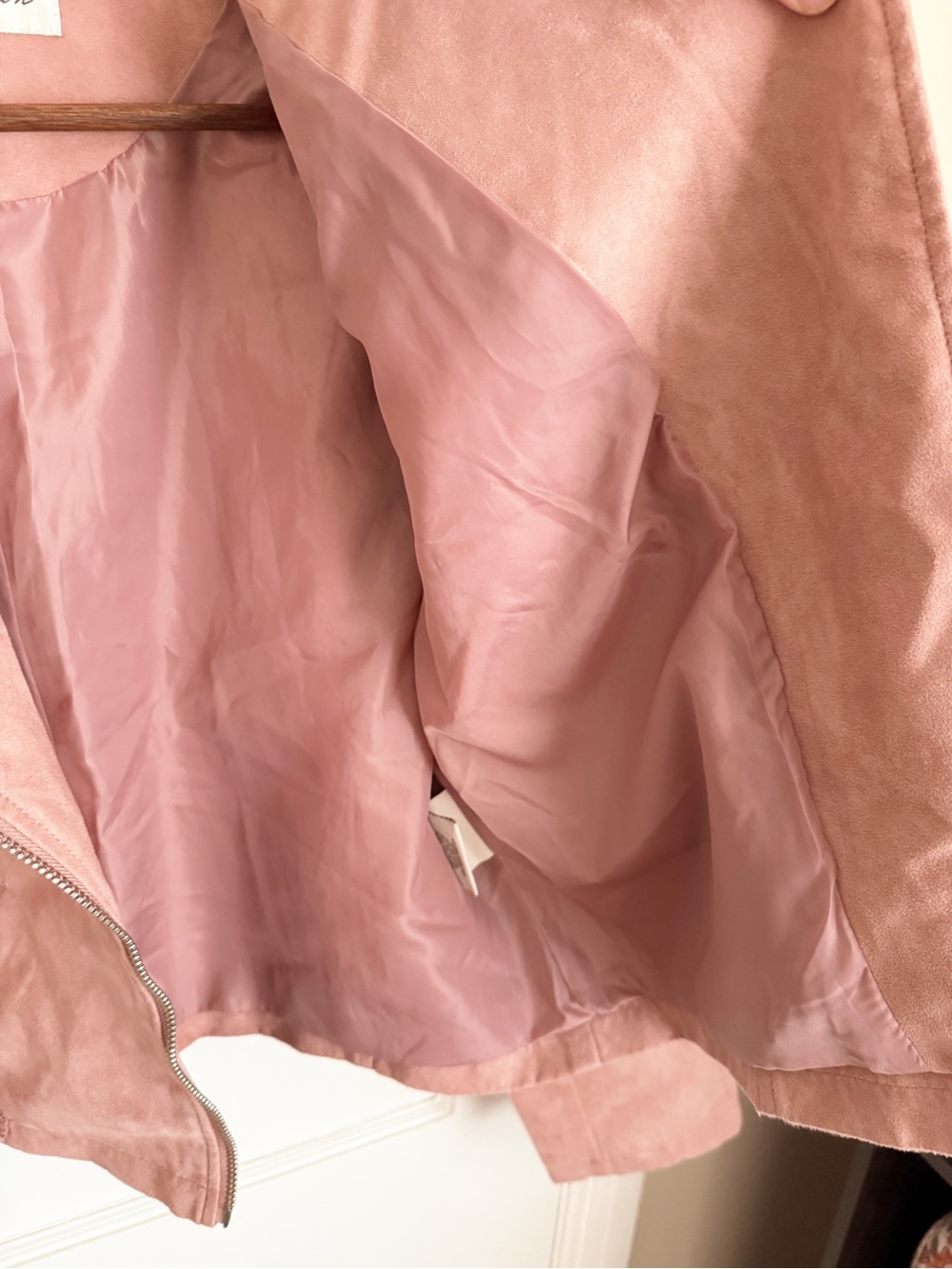 Sebby Collection Blush Pink Faux Suede Moto Jacket - Picture 9 of 10